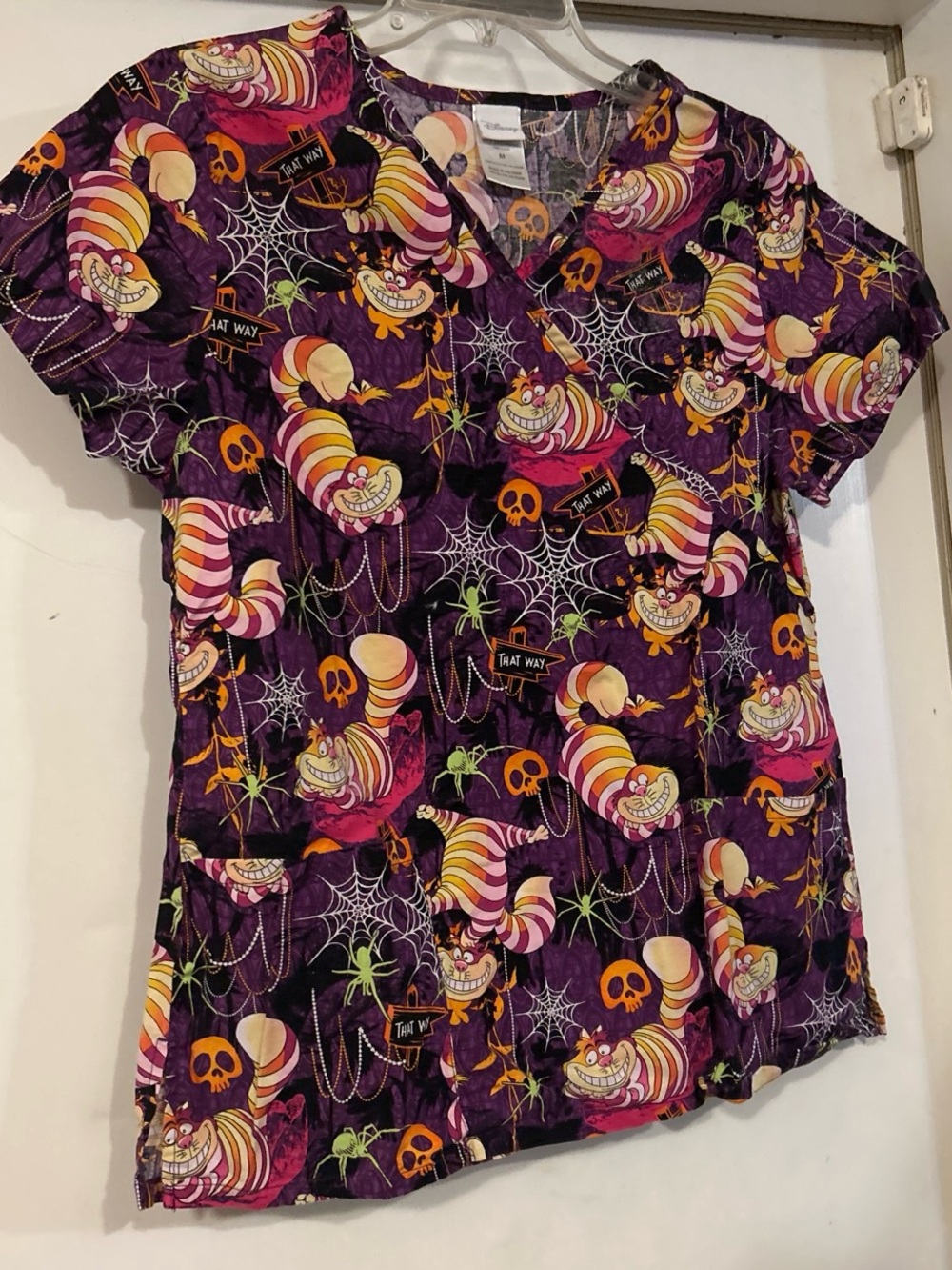 Kids Purple Cheshire Cat Print Scrub Top - Unknown Brand